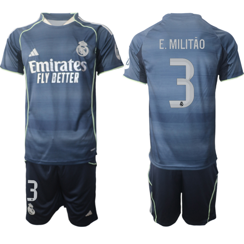 Men 2025-2026 Club Real Madrid away Blue #3 Soccer Jersey->real madrid jersey->Soccer Club Jersey